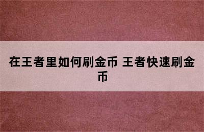 在王者里如何刷金币 王者快速刷金币